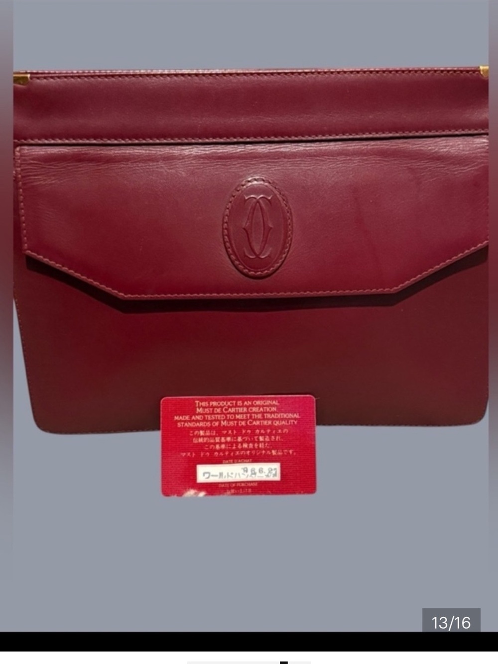 Cartier Burgundy Leather Envelope Clutch
